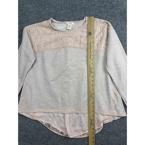 Sundance Shirt Womens Medium Gray Lace Yoke Hi Low Open Back Boho Tunic Top - Picture 4 of 7